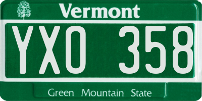 VT license plate YXO358