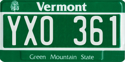 VT license plate YXO361