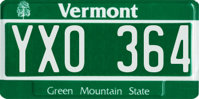 VT license plate YXO364