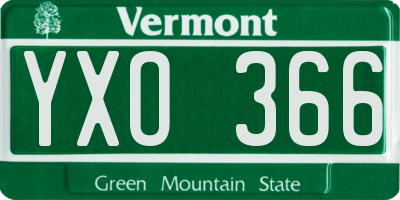 VT license plate YXO366