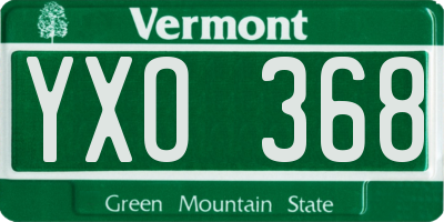 VT license plate YXO368