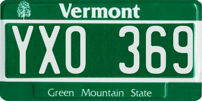 VT license plate YXO369