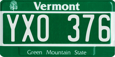 VT license plate YXO376
