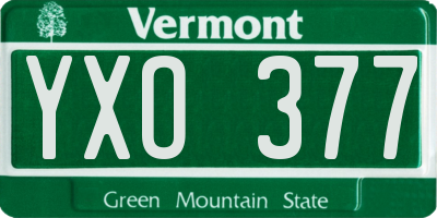VT license plate YXO377