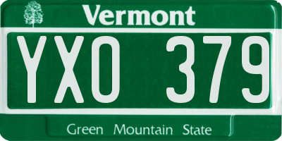 VT license plate YXO379