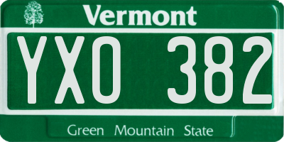 VT license plate YXO382