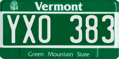 VT license plate YXO383