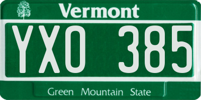 VT license plate YXO385