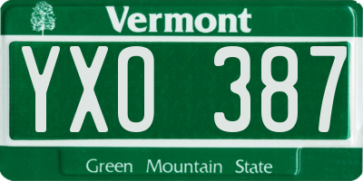 VT license plate YXO387