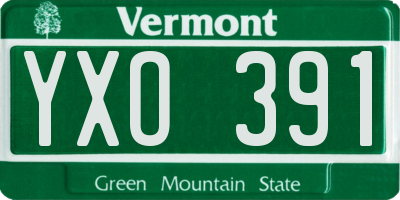 VT license plate YXO391