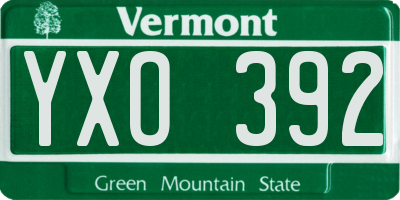 VT license plate YXO392