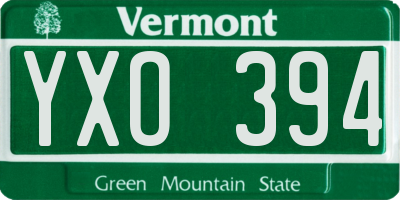 VT license plate YXO394