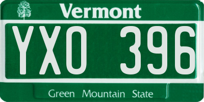 VT license plate YXO396