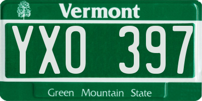 VT license plate YXO397