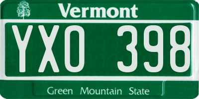 VT license plate YXO398