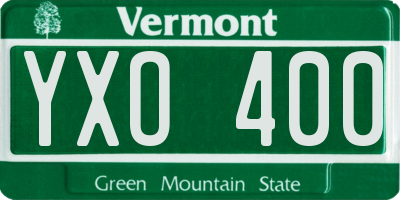 VT license plate YXO400