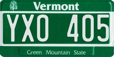 VT license plate YXO405