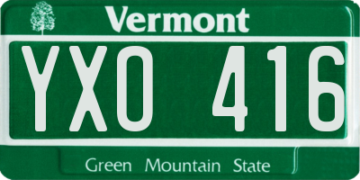 VT license plate YXO416