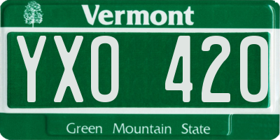 VT license plate YXO420