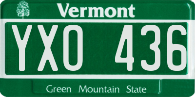 VT license plate YXO436
