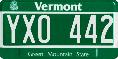 VT license plate YXO442