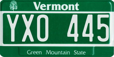 VT license plate YXO445