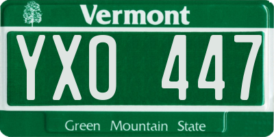 VT license plate YXO447