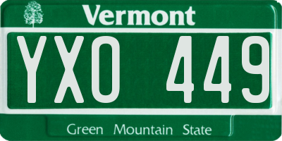 VT license plate YXO449