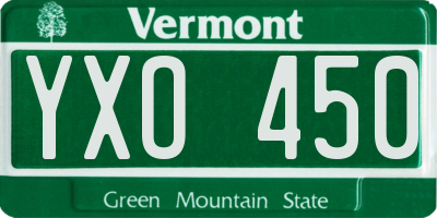 VT license plate YXO450