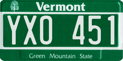 VT license plate YXO451