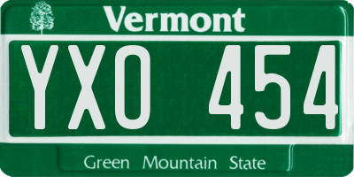 VT license plate YXO454
