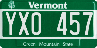 VT license plate YXO457