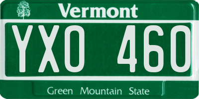 VT license plate YXO460