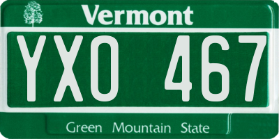VT license plate YXO467