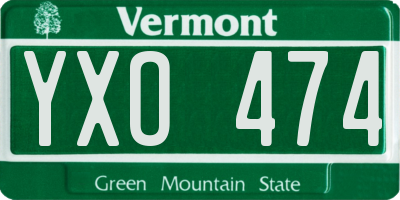 VT license plate YXO474