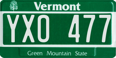 VT license plate YXO477
