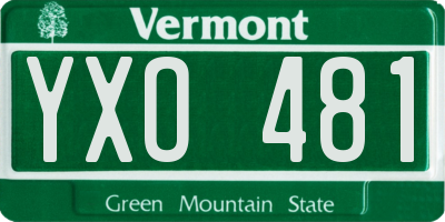 VT license plate YXO481
