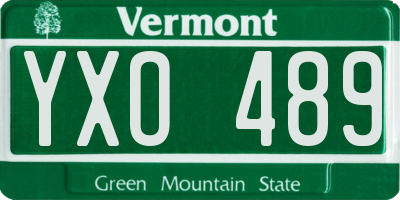 VT license plate YXO489