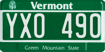 VT license plate YXO490