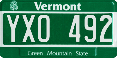 VT license plate YXO492