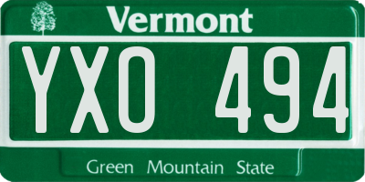 VT license plate YXO494