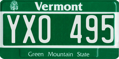 VT license plate YXO495