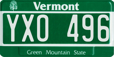 VT license plate YXO496