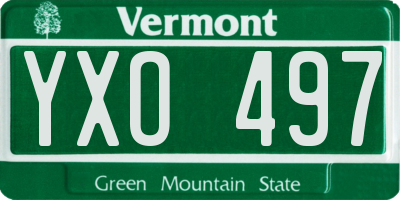 VT license plate YXO497