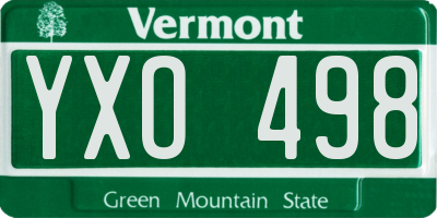 VT license plate YXO498
