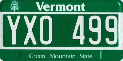 VT license plate YXO499