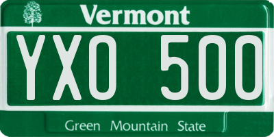 VT license plate YXO500