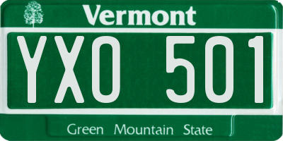 VT license plate YXO501