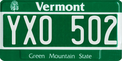 VT license plate YXO502