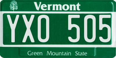 VT license plate YXO505